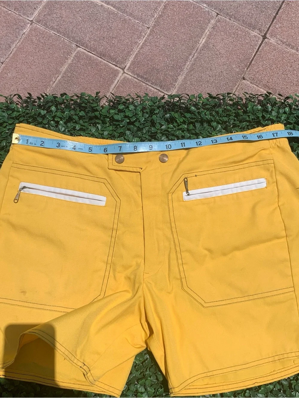 Vintage 70s John Weitz vibrant yellow summer beachwear poolside casual shorts